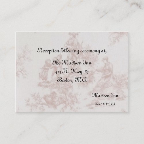 French Toile Wedding enclosure cards Business Card Templates