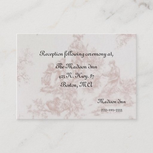 Customizable French Toile Wedding enclosure cards Business Card Templates