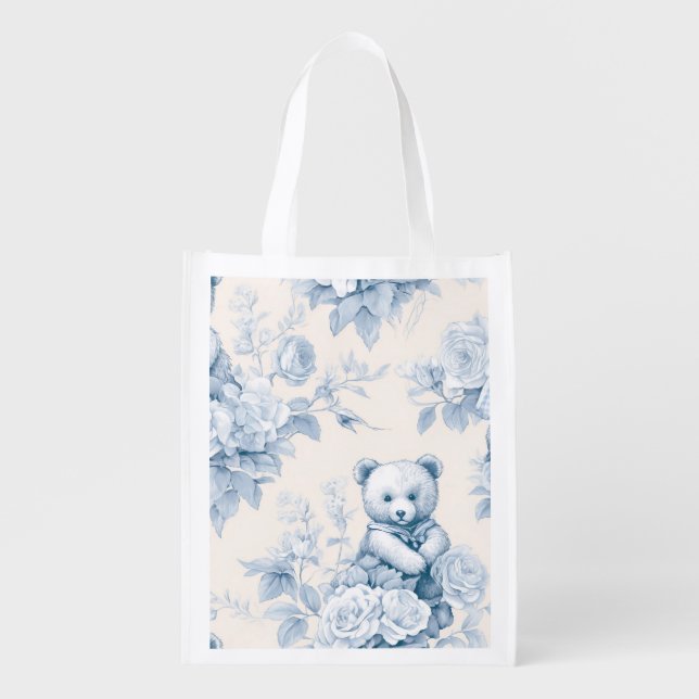 French toilet paper with floral pattern and bear grocery bag (Front)