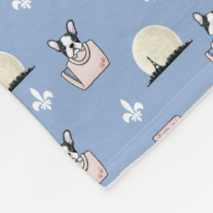 French Travel Frenchies KiniArt Fleece Blanket