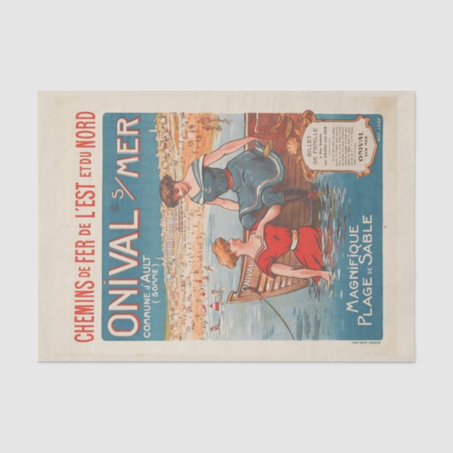 French Travel Poster Seaside Sailor Ladies Tissue Paper (Front)