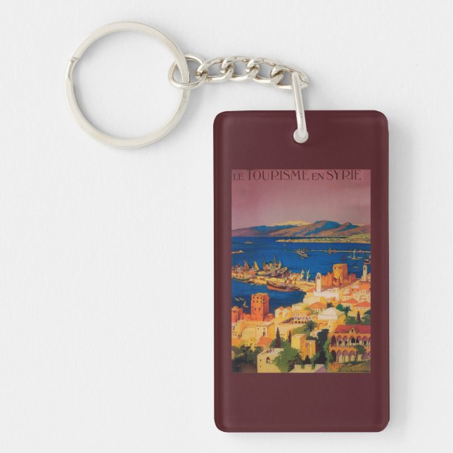 French Travel Poster, Touring in Syria Keychain (Front)