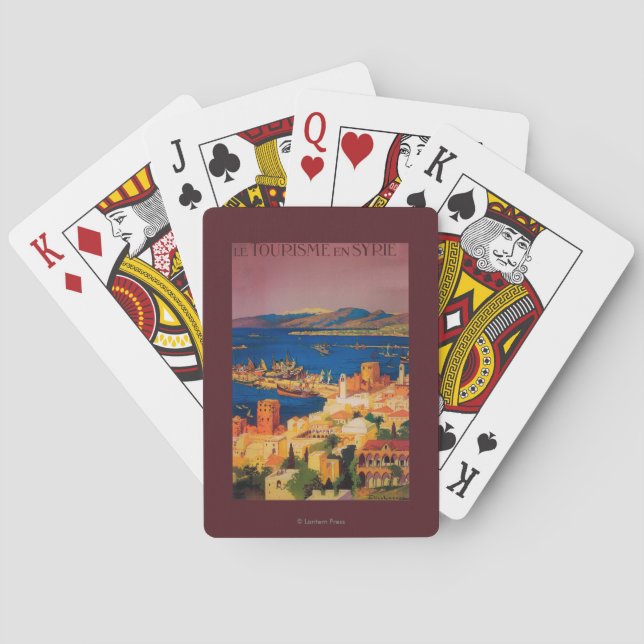 French Travel Poster, Touring in Syria Poker Cards (Back)