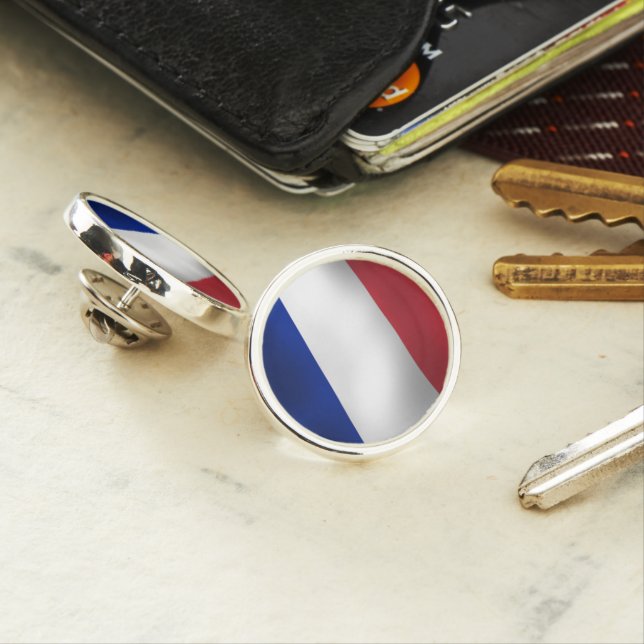 FRENCH TRICOLOR FLAG LAPEL PIN (In Situ)