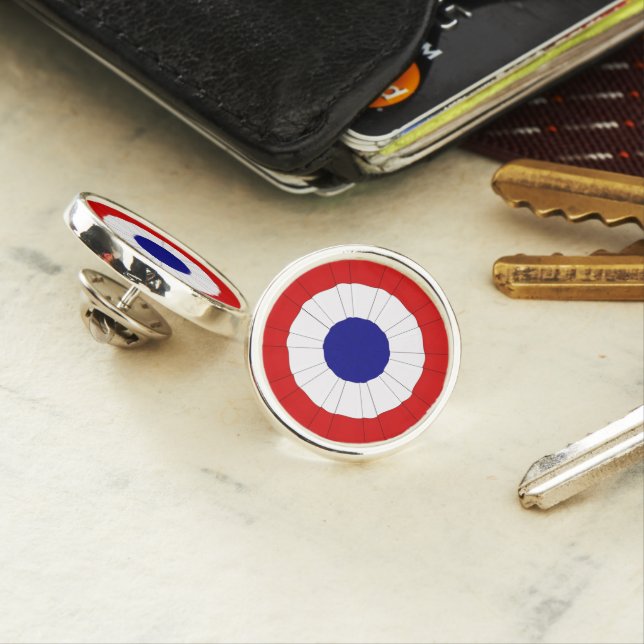 French tricolour cockade – Roseette Lapel Pin (In Situ)