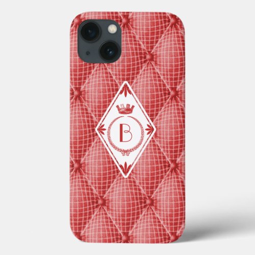 French Trompe Loeil Tufted Red Diamond Monogram iPhone 13 Case