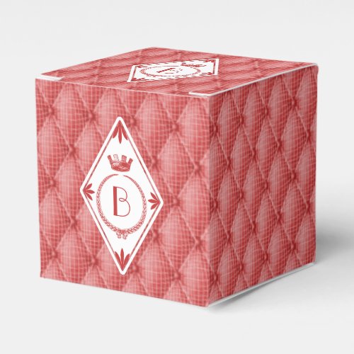 French Trompe Loeil Tufted Red Diamond Monogram Favor Boxes