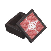 French Trompe L'oeil Tufted Red Diamond Monogram Jewelry Box