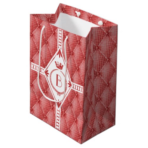 French Trompe Loeil Tufted Red Diamond Monogram Medium Gift Bag