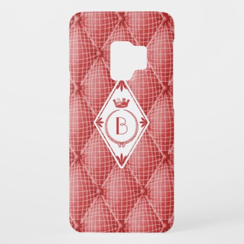 French Trompe Loeil Tufted Red Quilted Monogram Case_Mate Samsung Galaxy S9 Case