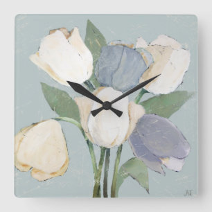 French Tulips Square Wall Clock