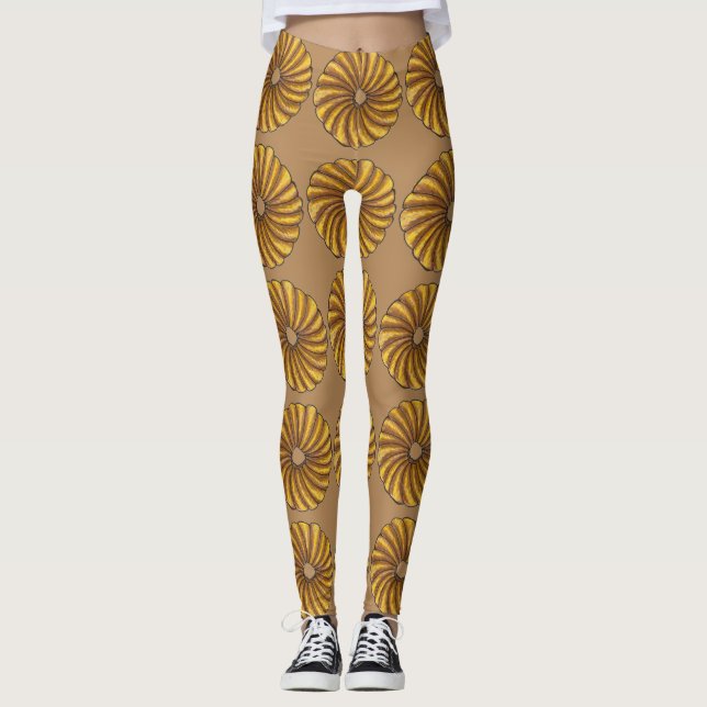 French Twist Glazed Breakfast Donut Doughnut Food Leggings (Front)