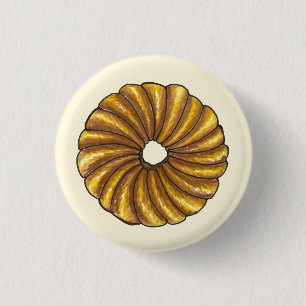 French Twist Pastry Donut Doughnut Breakfast Food Button