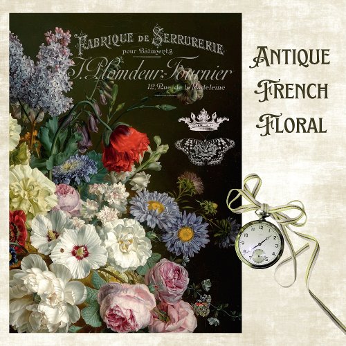 FRENCH TYPOGRAPHY AND BRIGHT FLORALS TISSUE PAPER