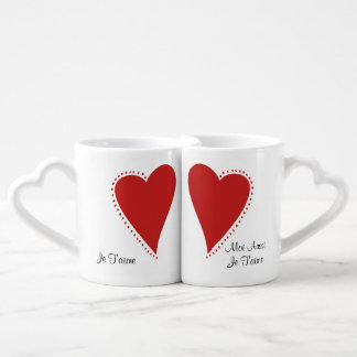 French Valentine Personalized Coffee Mug Set