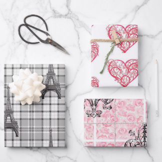 French Valentine Themed. Wrapping Paper Sheets