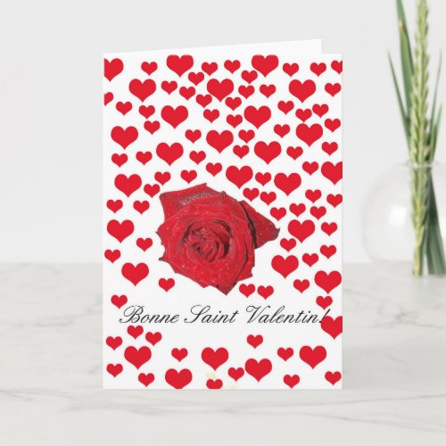 French Valentines Day Roses Holiday Card