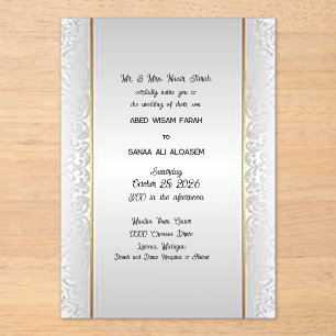 French Vanilla Motif Acrylic Wedding Invitation