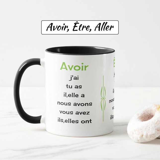 French verbs learn and teach mug (Combo mug - black handles and inside)