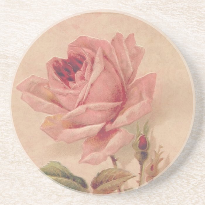 French Victorian Pink Rose Drink Coasters