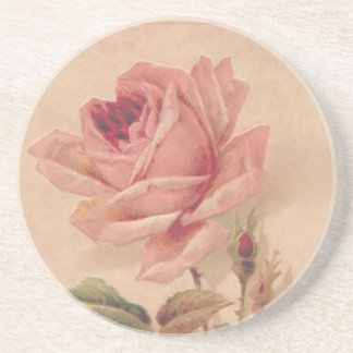 French Victorian Pink Rose Sandstone Coaster
