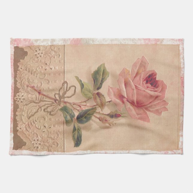 French Victorian Pink Rose Towel (Horizontal)