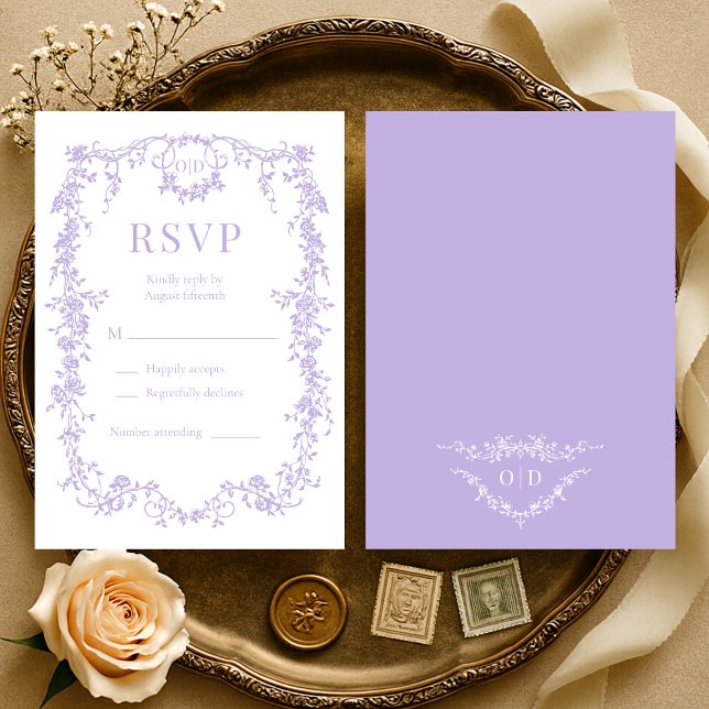French Victorian Purple Lilac Wedding RSVP  (Creator Uploaded)