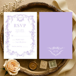 French Victorian Purple Lilac Wedding RSVP Card