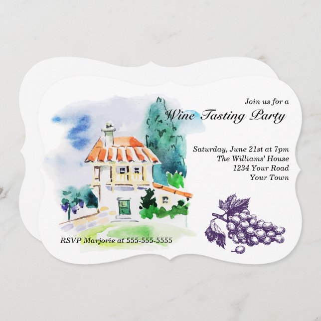 French Villa Wine Tasting Party Invitation (Front/Back)