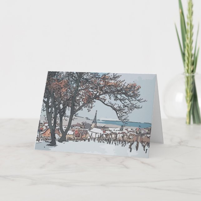 French Village in Snow Holiday Card (Front)