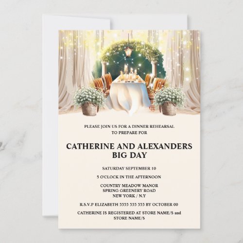 French vineyard dining Tuscan lights outdoor Invitation