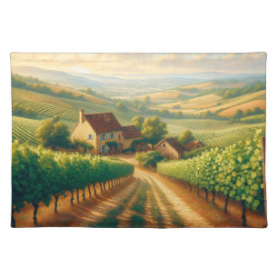 French Vineyard Oil Painting Decoupage Cloth Placemat