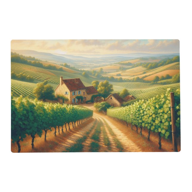 French Vineyard Oil Painting Decoupage Placemat (Front)