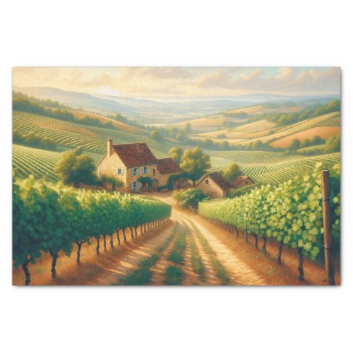 French Vineyard Oil Painting Decoupage Tissue Paper