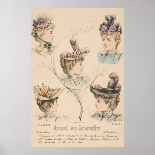 French Vintage Ad Victorian Paris Fashion Journal Poster