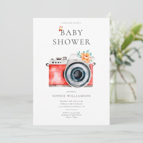 French Vintage Camera Baby Shower Invitation