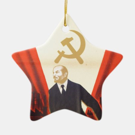 French Vintage Communist Propaganda Ceramic Ornament