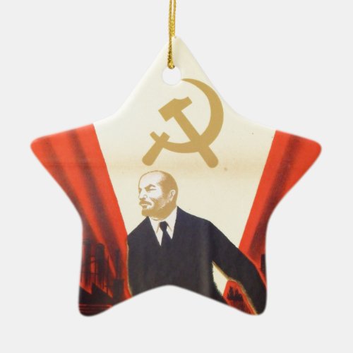 French Vintage Communist Propaganda Ceramic Ornament