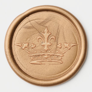 French Vintage Crown Metallic Gold Border Seal Wax Seal Sticker