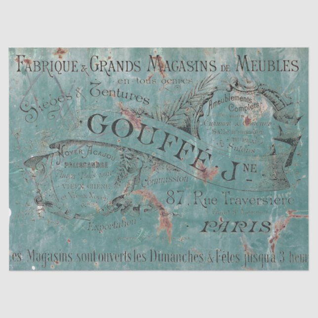French vintage decoupage sign tissue paper (Front)