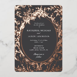 French Vintage Elegant Floral Wedding Foil Invitation