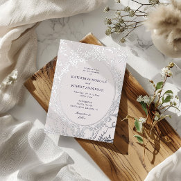French Vintage Elegant Floral Wedding Foil Invitation