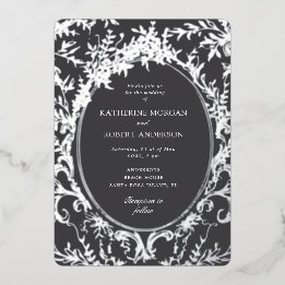 French Vintage Elegant Floral Wedding Foil Invitation