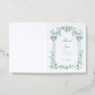 French Vintage Floral Letterpress Thank You Card