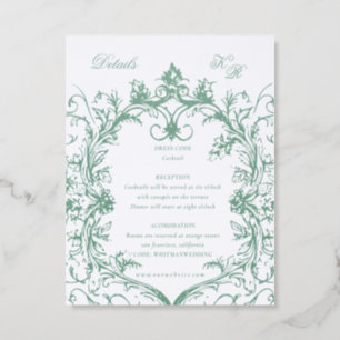 French Vintage Floral Monogram Letterpress Enclosure Card