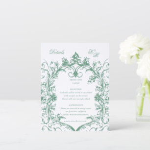 French Vintage Floral Monogram Letterpress Enclosure Card
