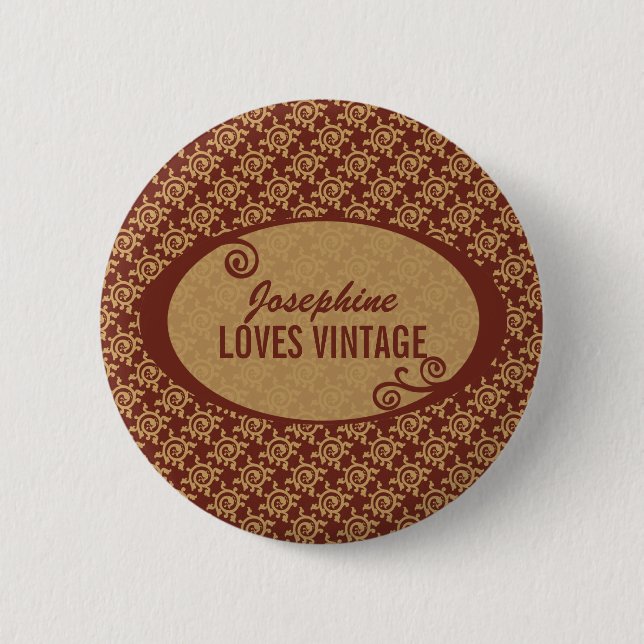 French Vintage Floral Pattern Button (Front)