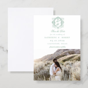 French Vintage Floral Save The Date Letterpress Photo Cards