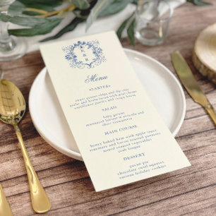 French Vintage Floral Wedding Dinner Menu Invitation