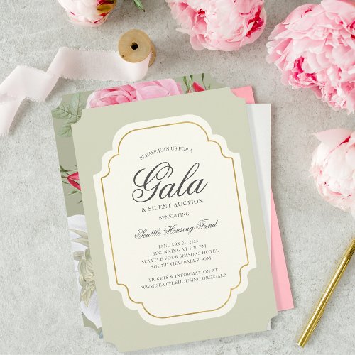 French Vintage Flowers Gala or Party custom color Invitation